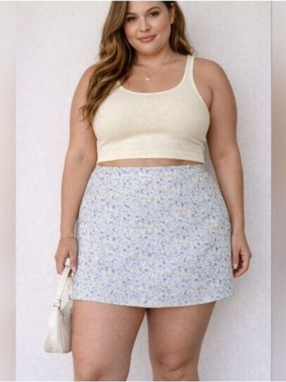 Chaus Purple Green and Blue Floral Mini Skirt